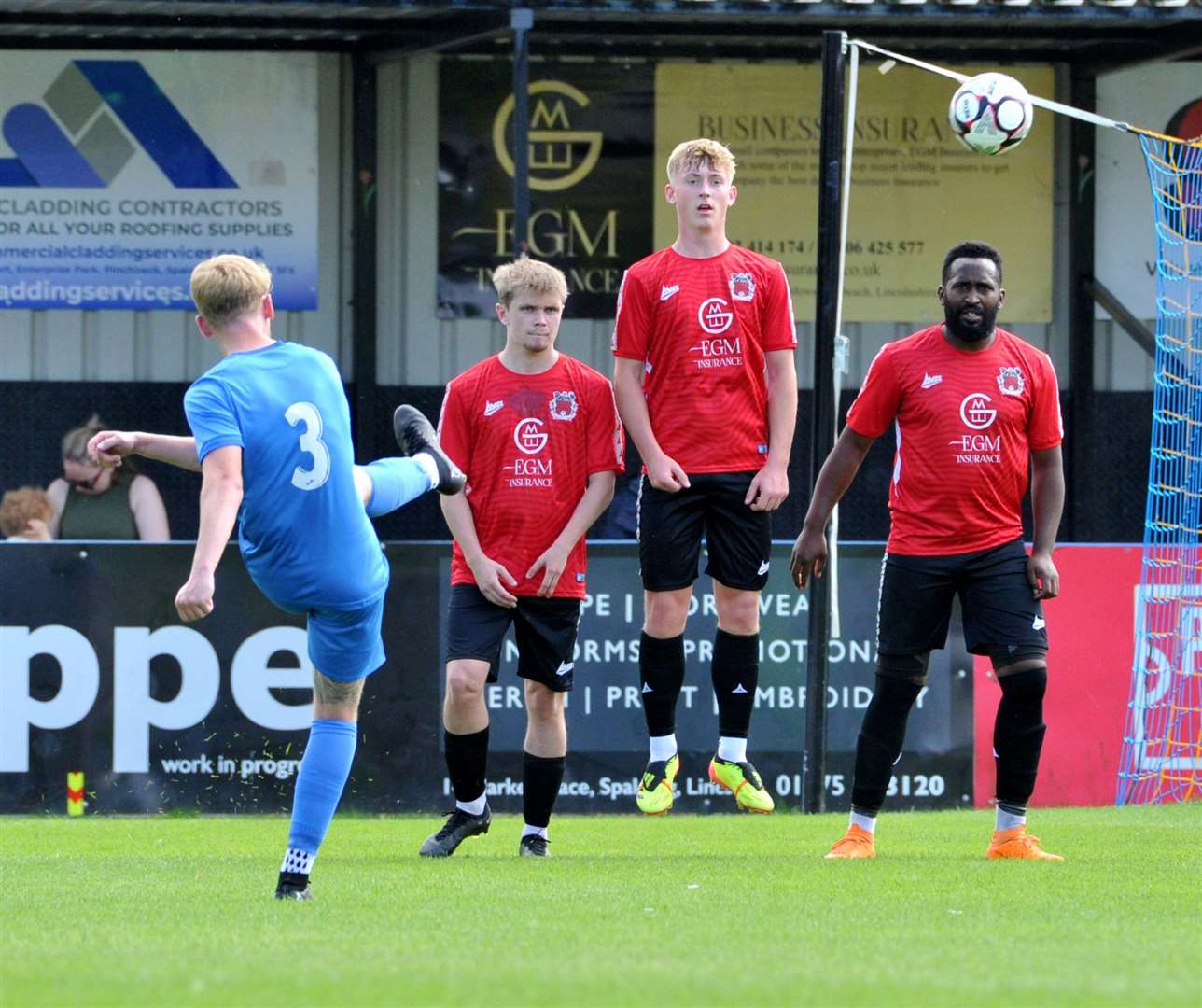 Match action from Pinchbeck's home game with Wivenhoe on Saturday. Photo: Chris Lowndes