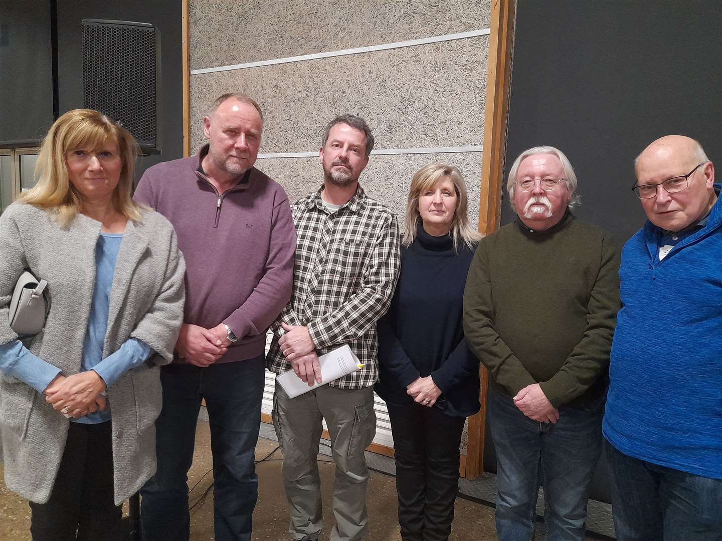 7000 Acres members at the hearing for the Tillbridge Solar Farm (From left, Dorne Johnson, Jerry Parker, Simon Skelton, Liz Garbutt, Jamie Allan, Tony Cort)