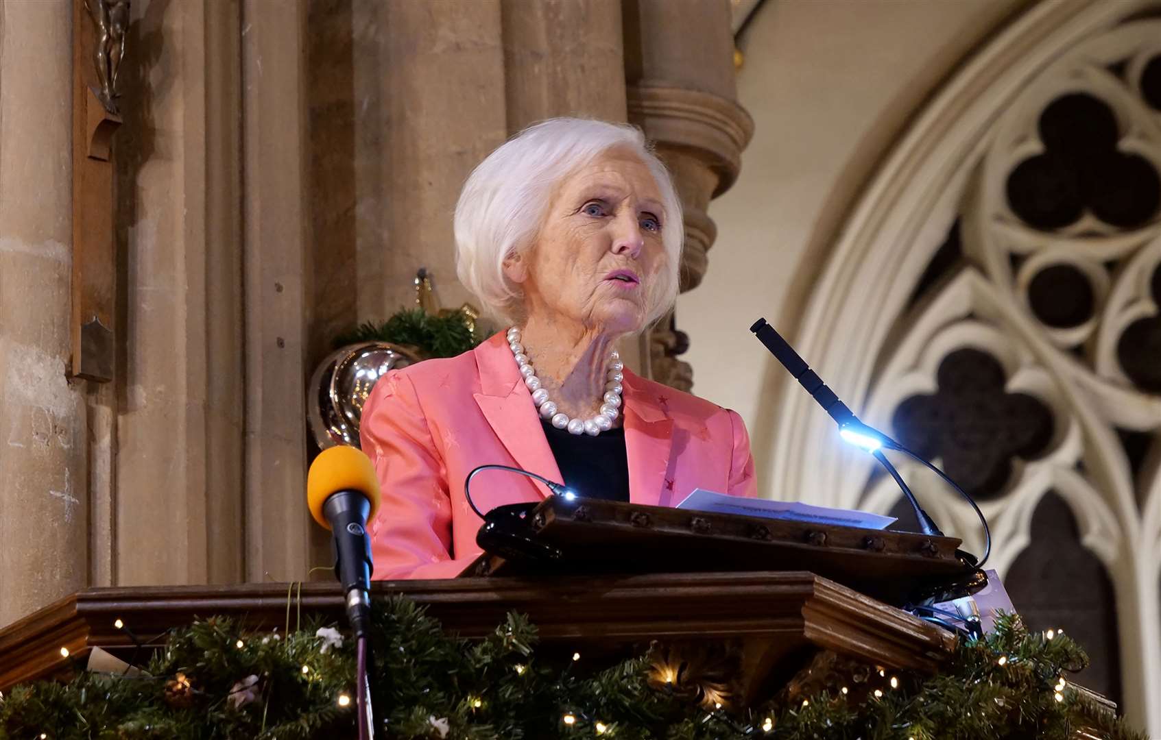 Mary Berry gives a reading at All Saints' Church in Oakham