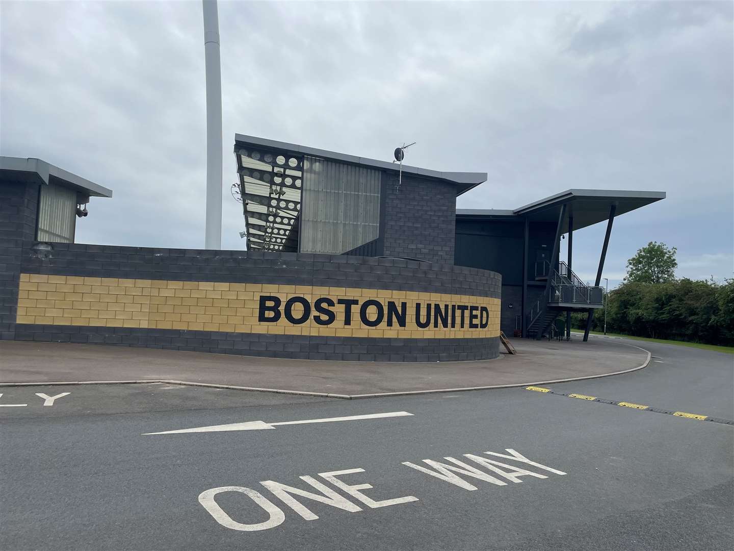 The stadium view from the car park