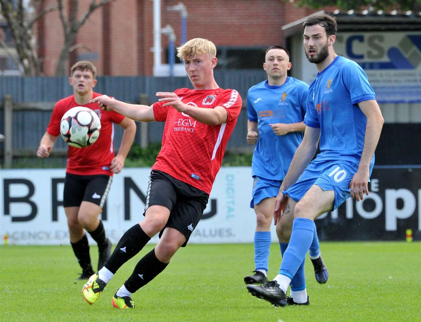 Match action from Pinchbeck's home game with Wivenhoe on Saturday. Photo: Chris Lowndes