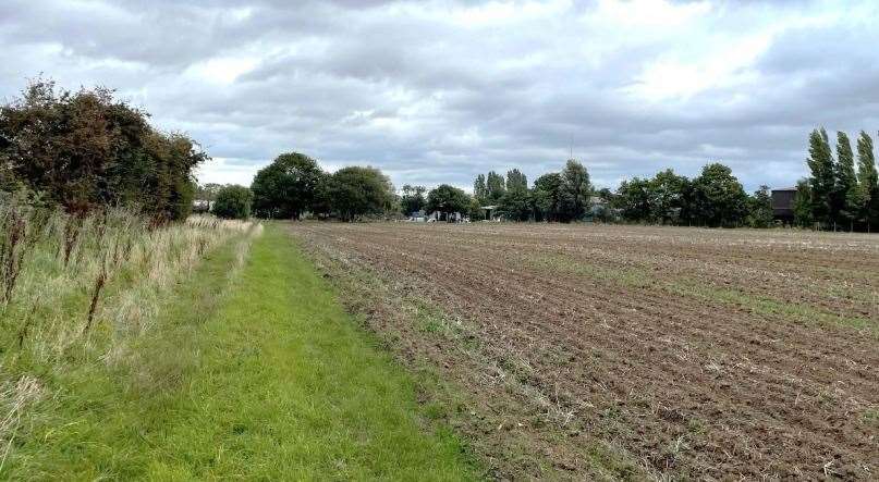 View of proposed Battery Energy Storage System site, Barfields Lane, Reepham