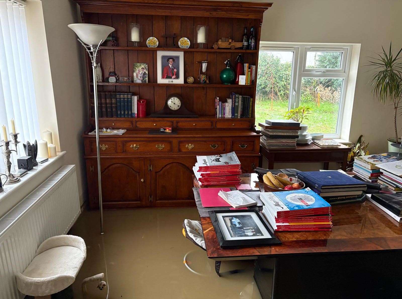The home has been damaged by the flood