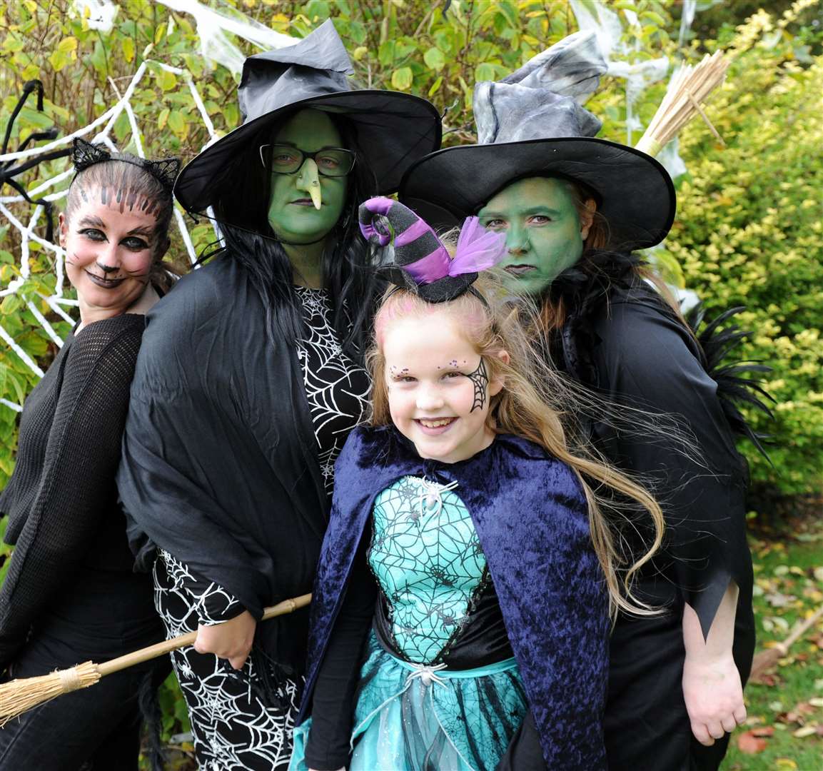 Sarah Bix, Jenny Hall, Kara Williams and Lola Freeman Hall at last year’s Stamford Spooktacular event. Photo: Chris Lowndes