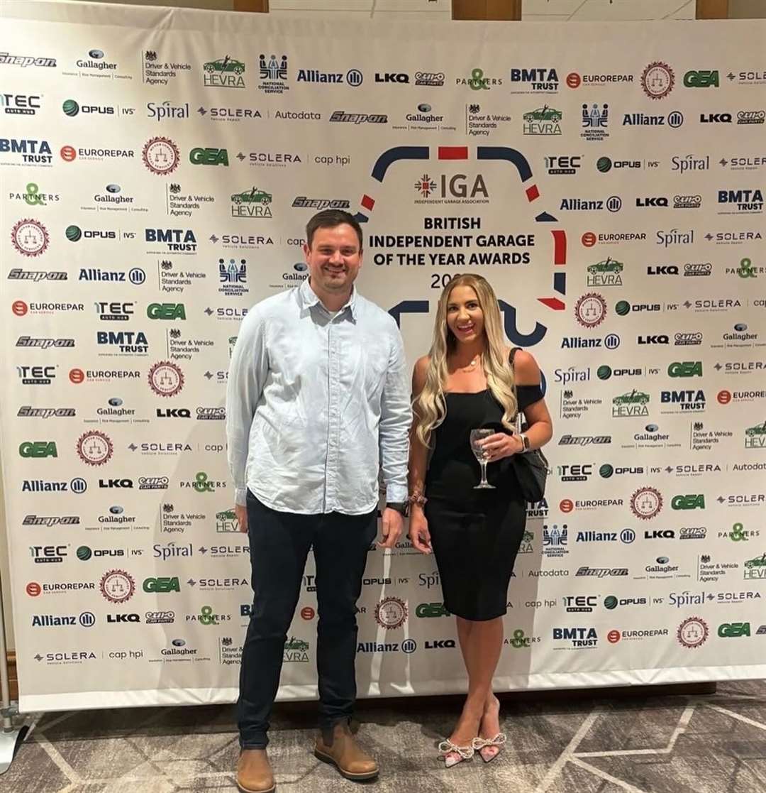 Russ Houlden (left) and Robyn Houlden (right) at the British Independent Garage Awards 2024