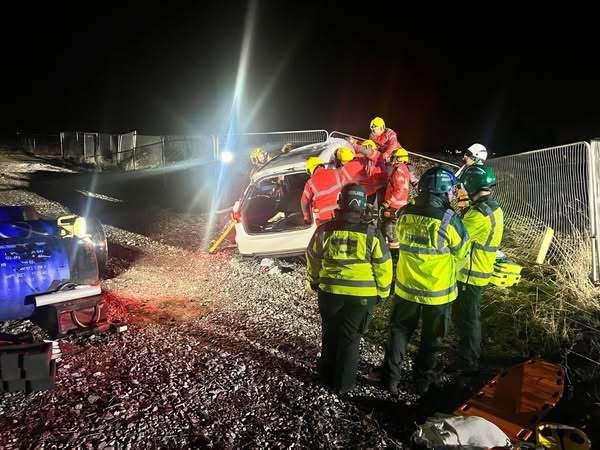 Emergency services had to cut the driver from their vehicle