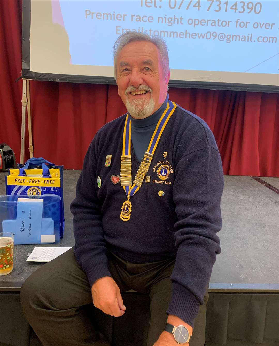 Lion President Stuart East at the race night