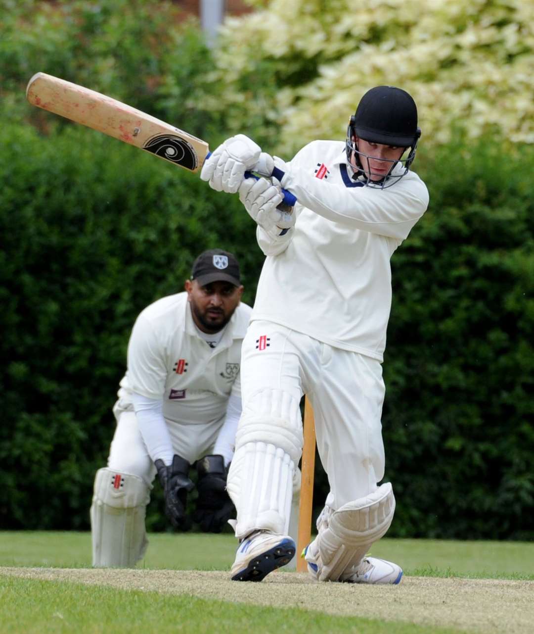 Charlie Cox in action for Uppingham Town on Sunday. Photo: Chris Lowndes