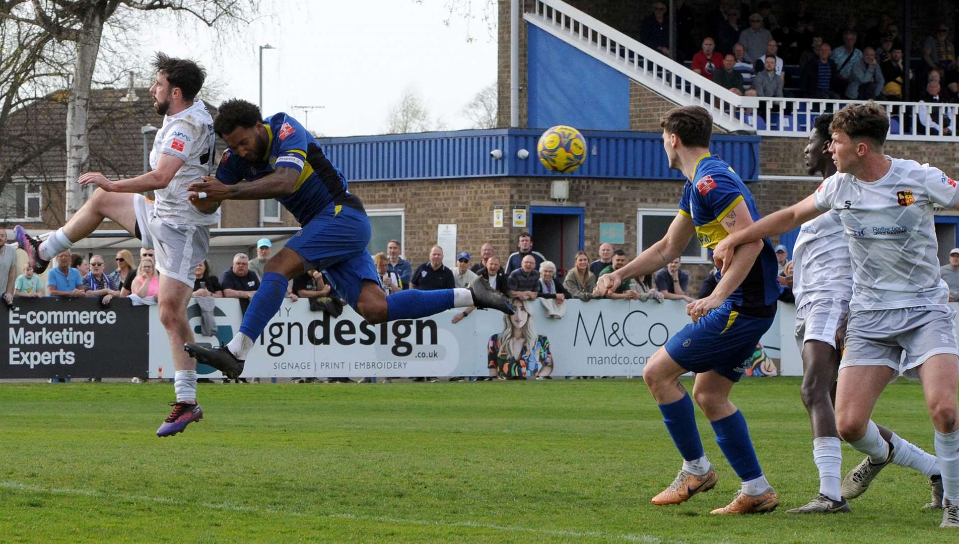Action from Spalding United's goalless draw with Alvechurch. Photo: Chris Lowndes