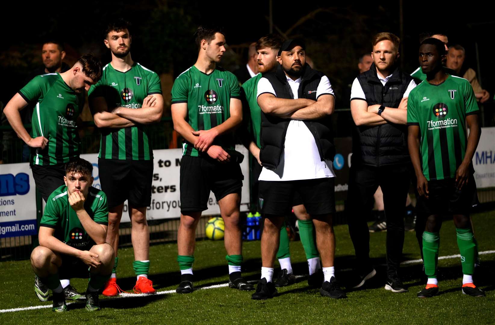 March (Blue) v Blackstones (Green and Black) in the final of the Hinchingbrooke Cup Blackstones players disappointed