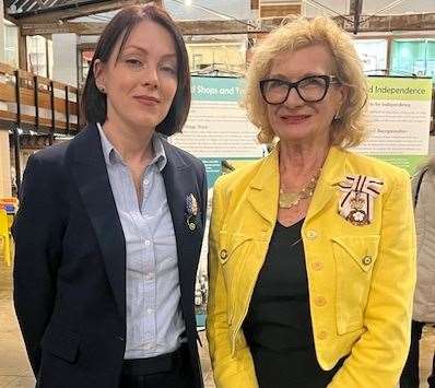 Nadia Tikhonova (left), chairwoman of the Ukrainian Rotary Impact Club, with Lord Lieutenant of Rutland, Dr Sarah Furness at a film screening organised by the club last month