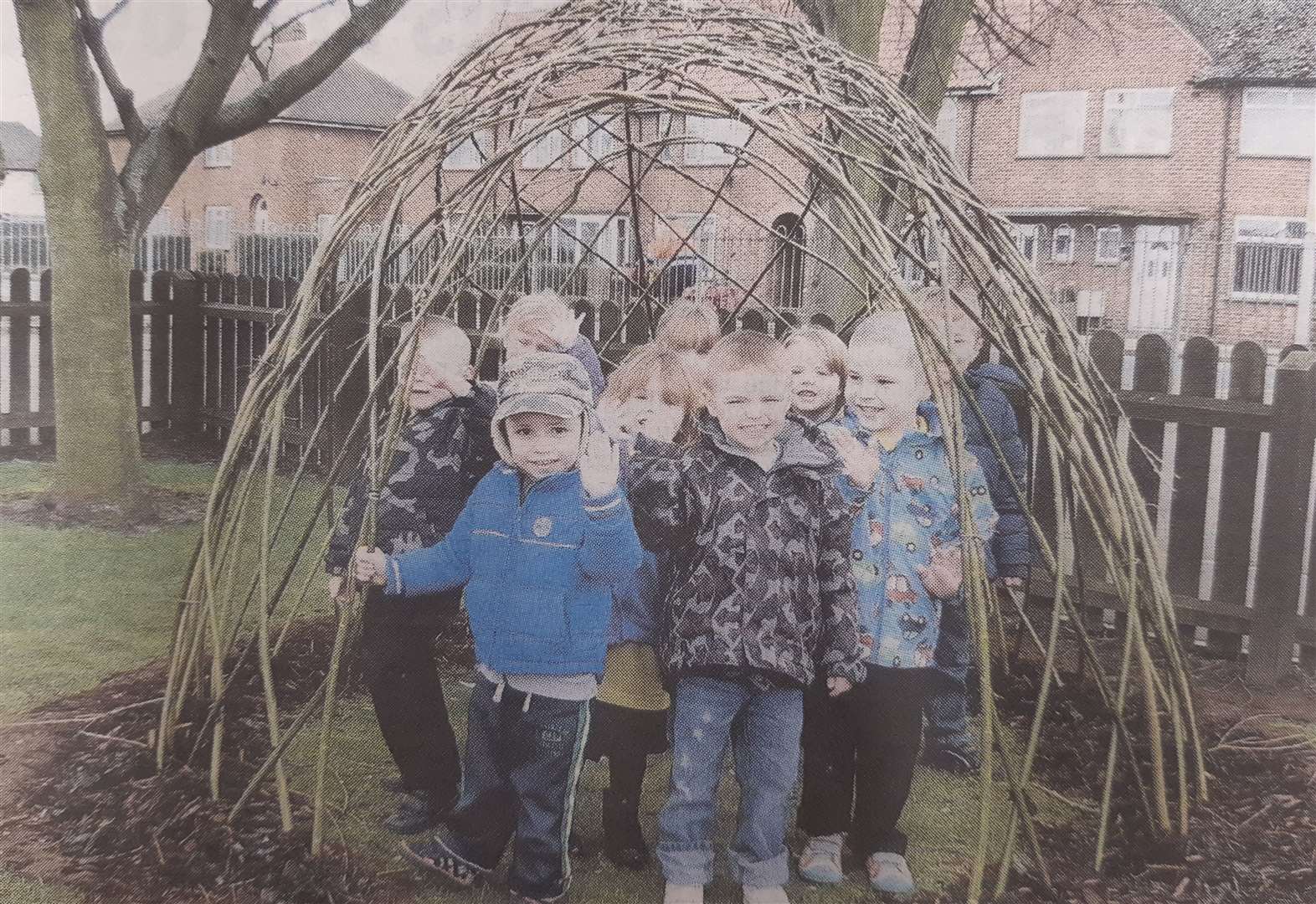 Youngsters in their willow house 10 years ago. (44680167)