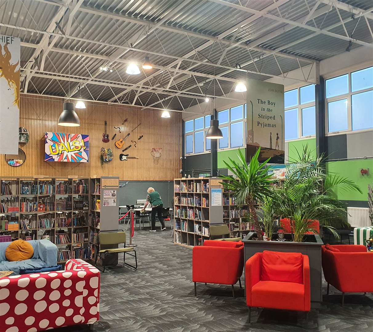 The gym has been converted into a library