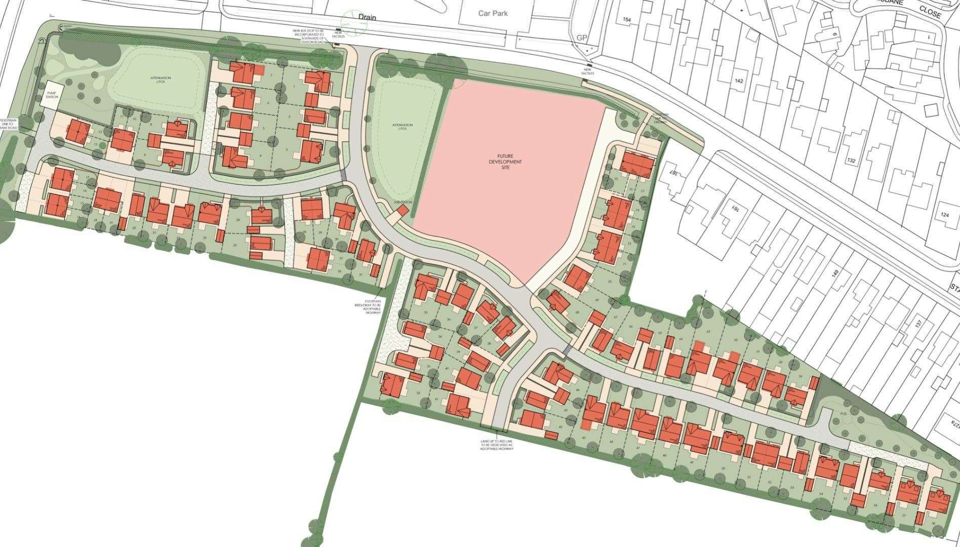 An outline of the planned homes. Photo: NKDC