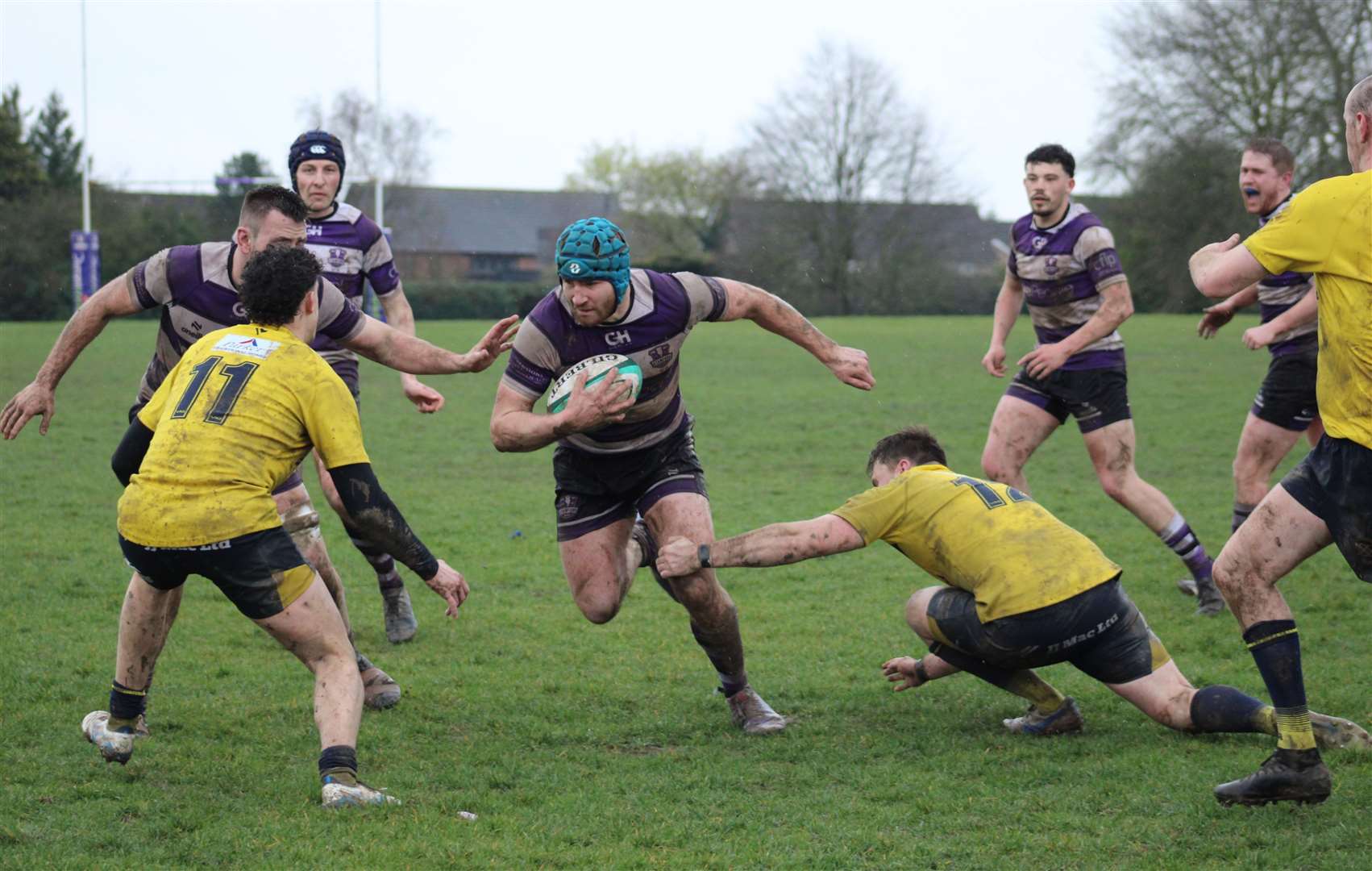 Derby day action as Stamford tackled Bourne. Photo: Darren Dolby