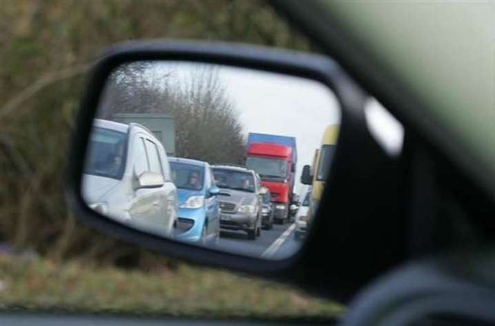 A stock image of traffic queuing
