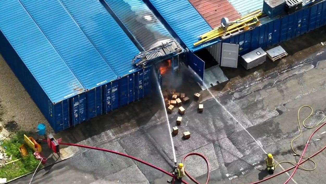 Drone footage from Lincolnshire Police shows the fire.