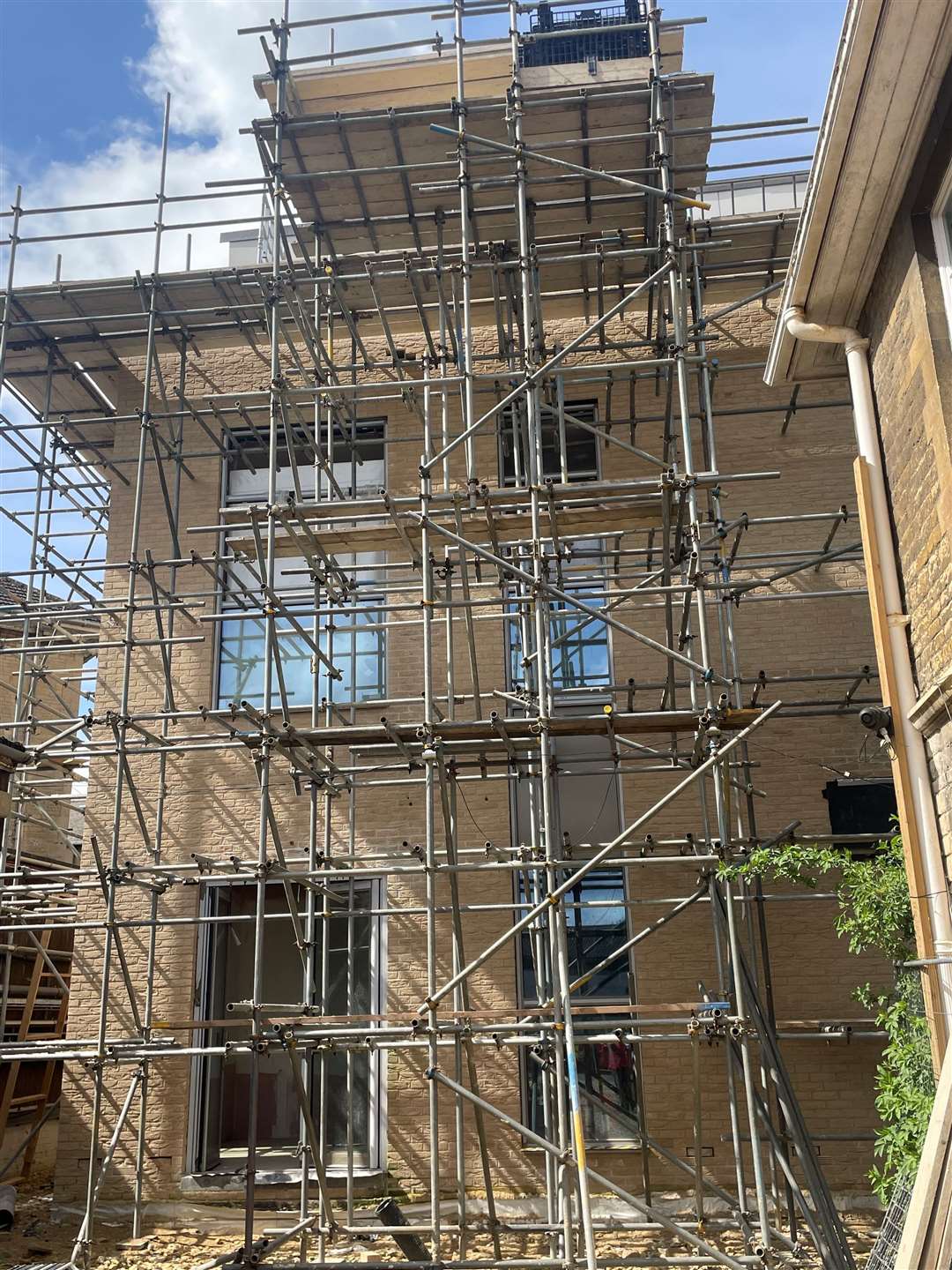 Scaffolding is still visible on some parts of the building, as work continues before the opening