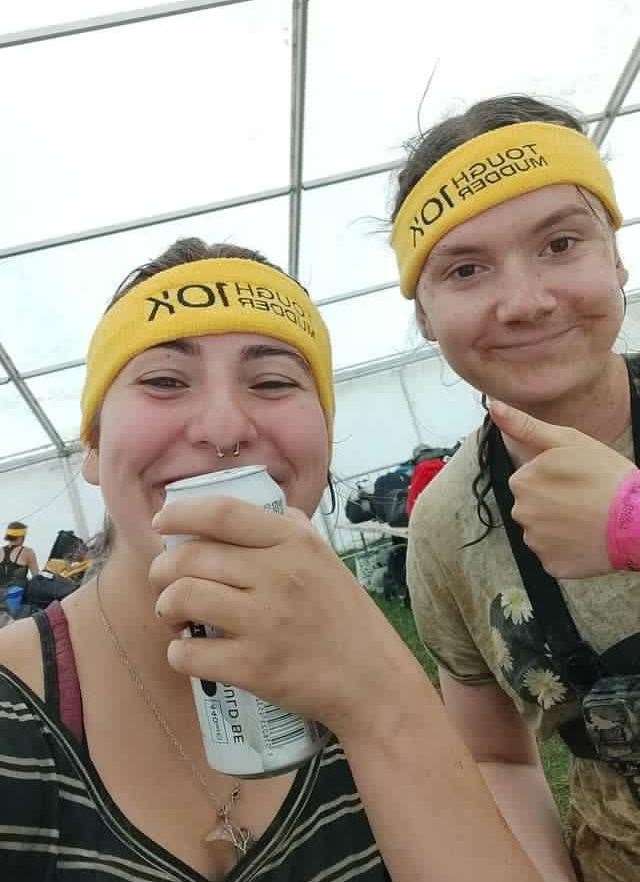 Marta (left) and me (right) covered in mud.