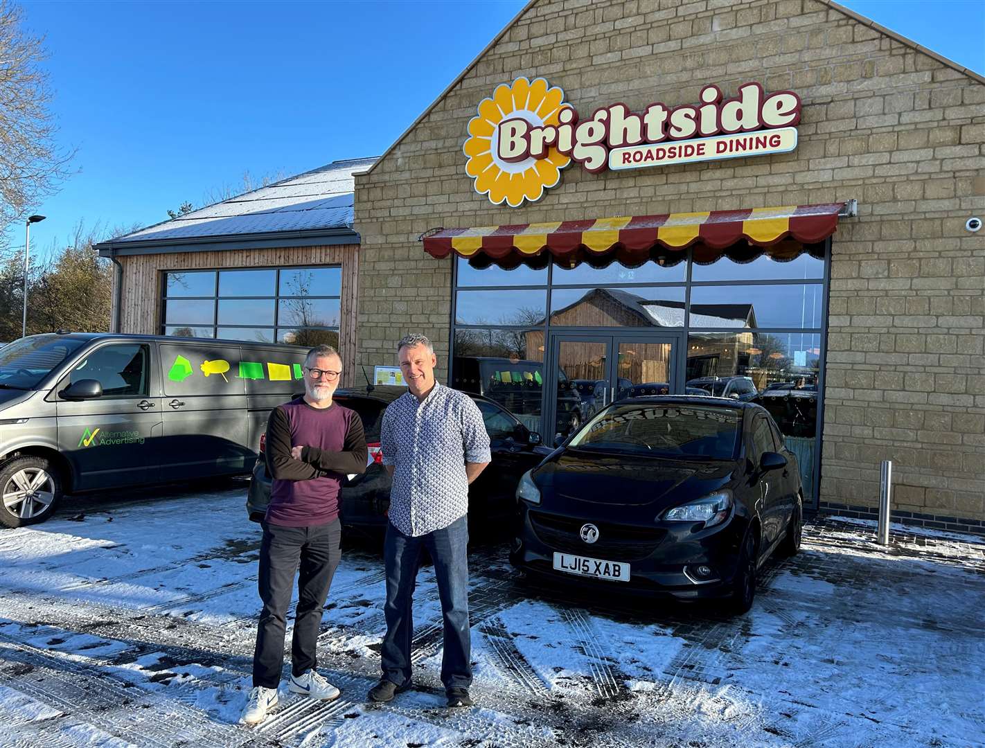 Brightside's marketing manager Jason Ewing and general manager of the Ram Jam services restaurant Andrew Taylor