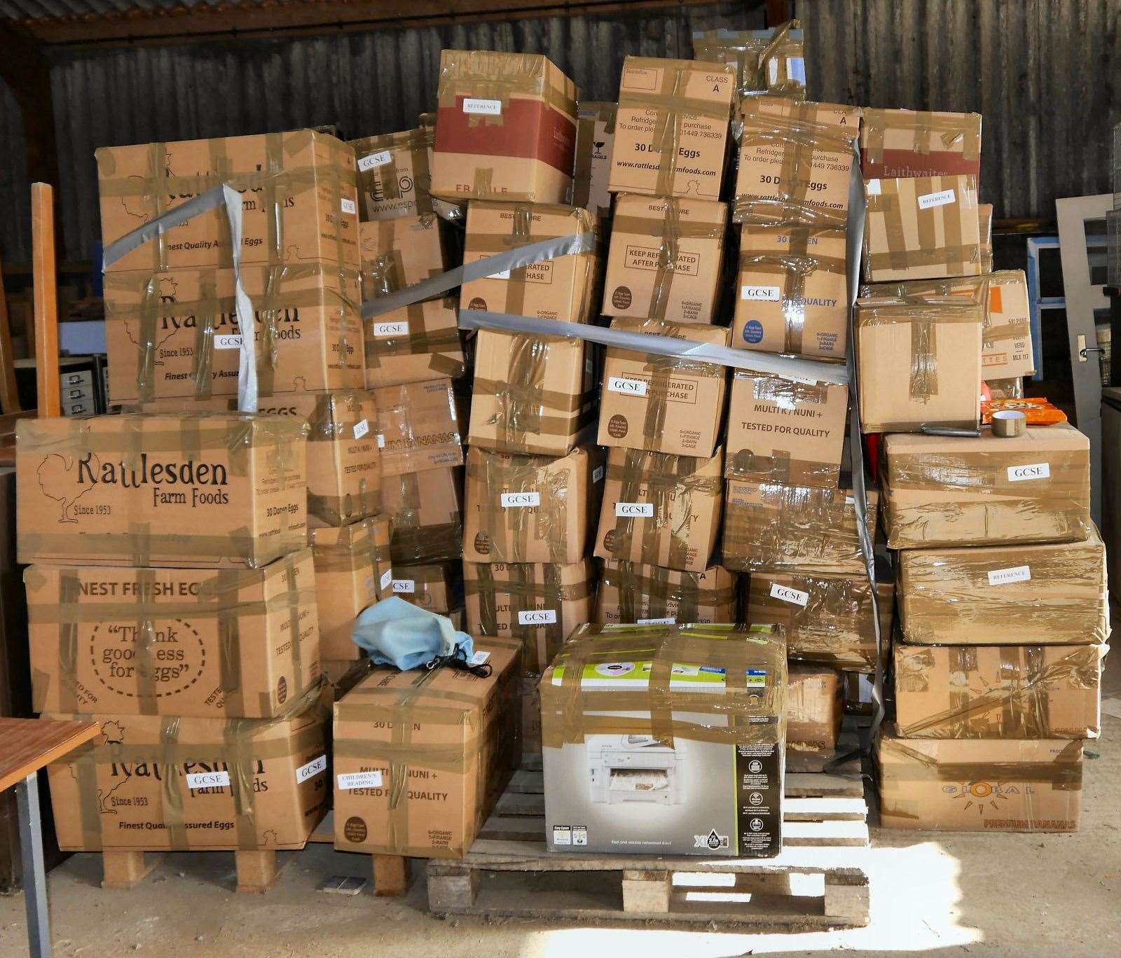 Books packaged up for Sri Lanka