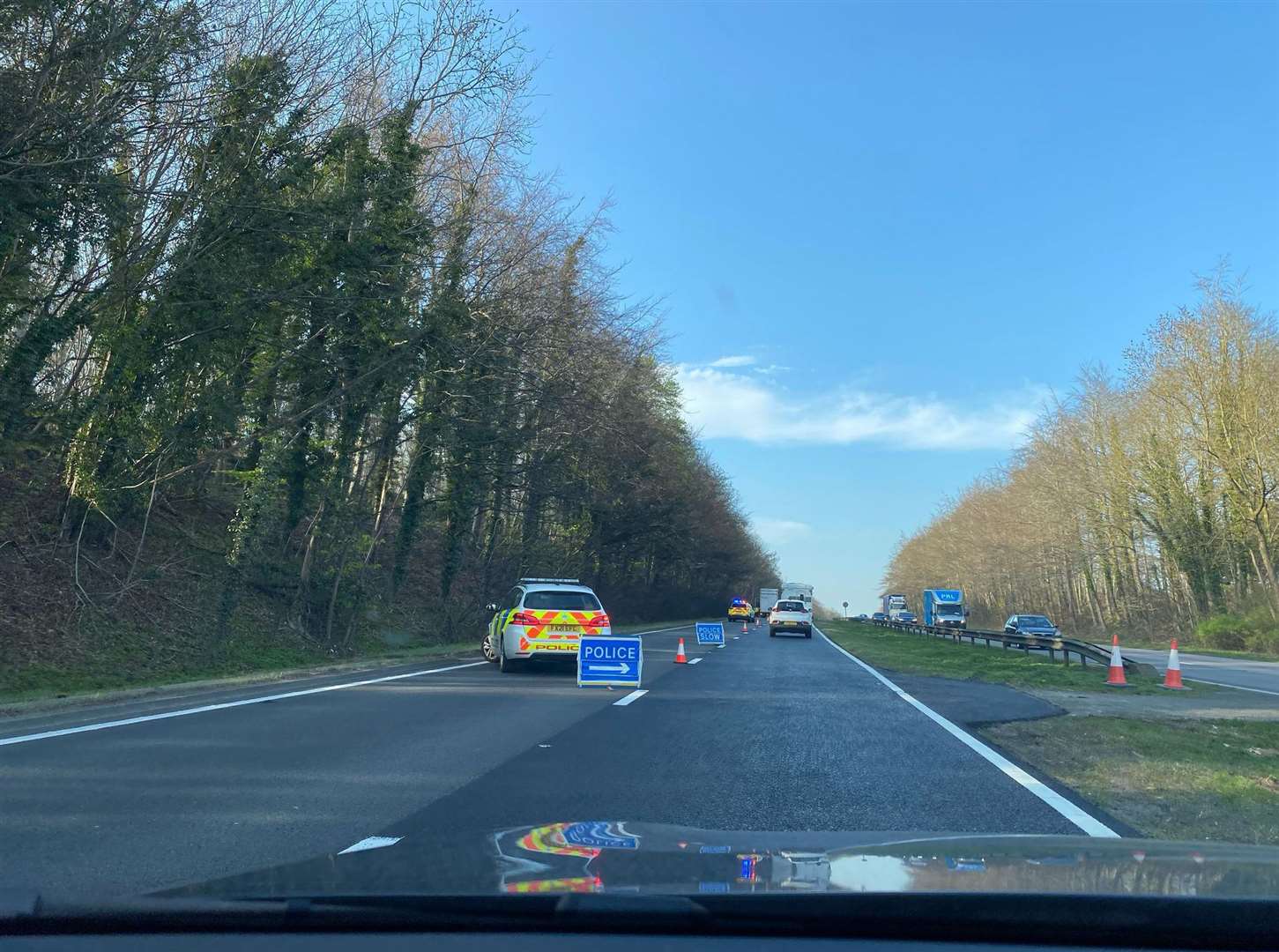 Police are on scene along the A1. Photo: Eloise Gilmore