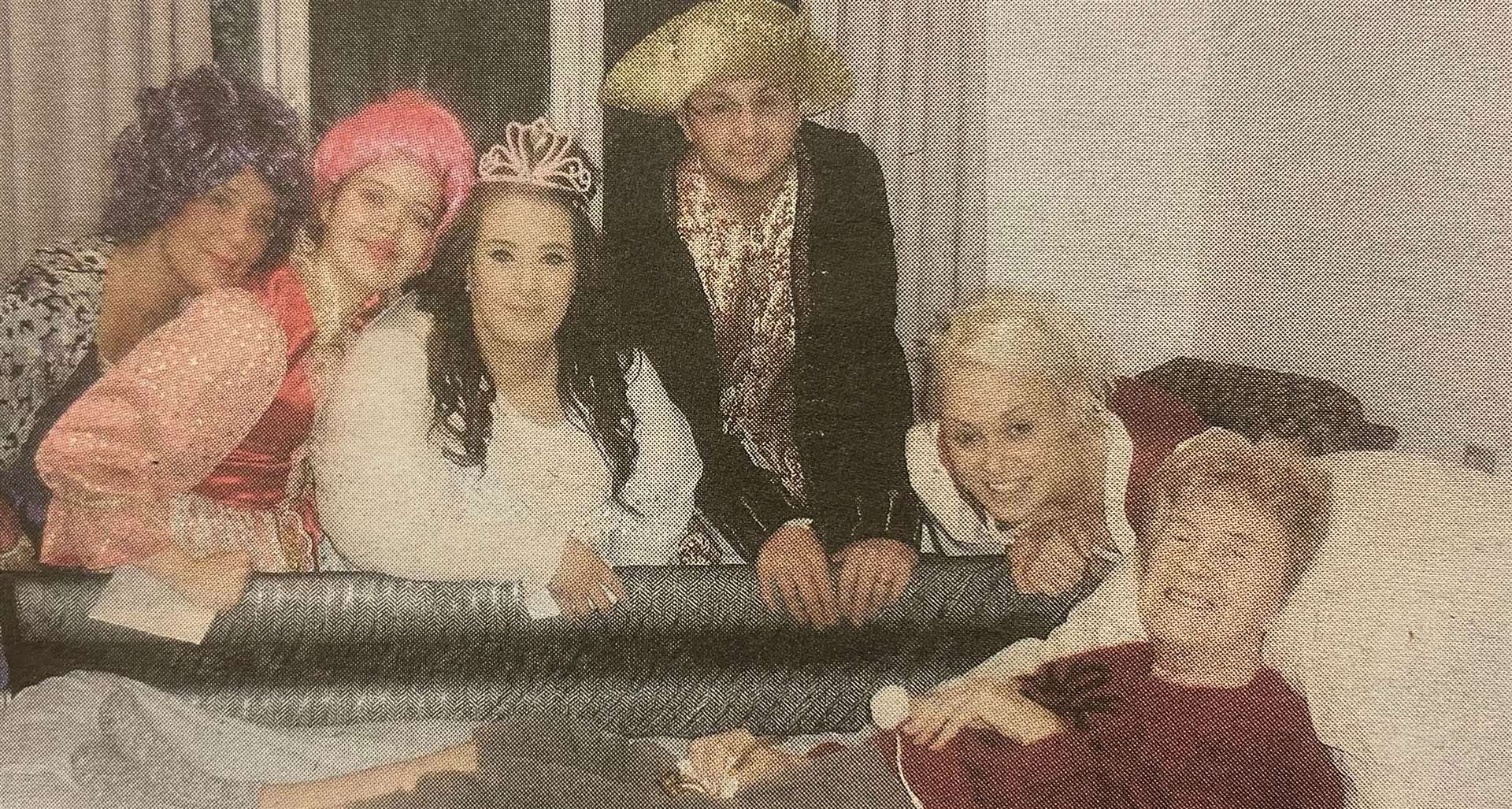 The cast of Cinderella from Priory Court Care Home with resident, Dorothy Cunnington, 10 years ago.