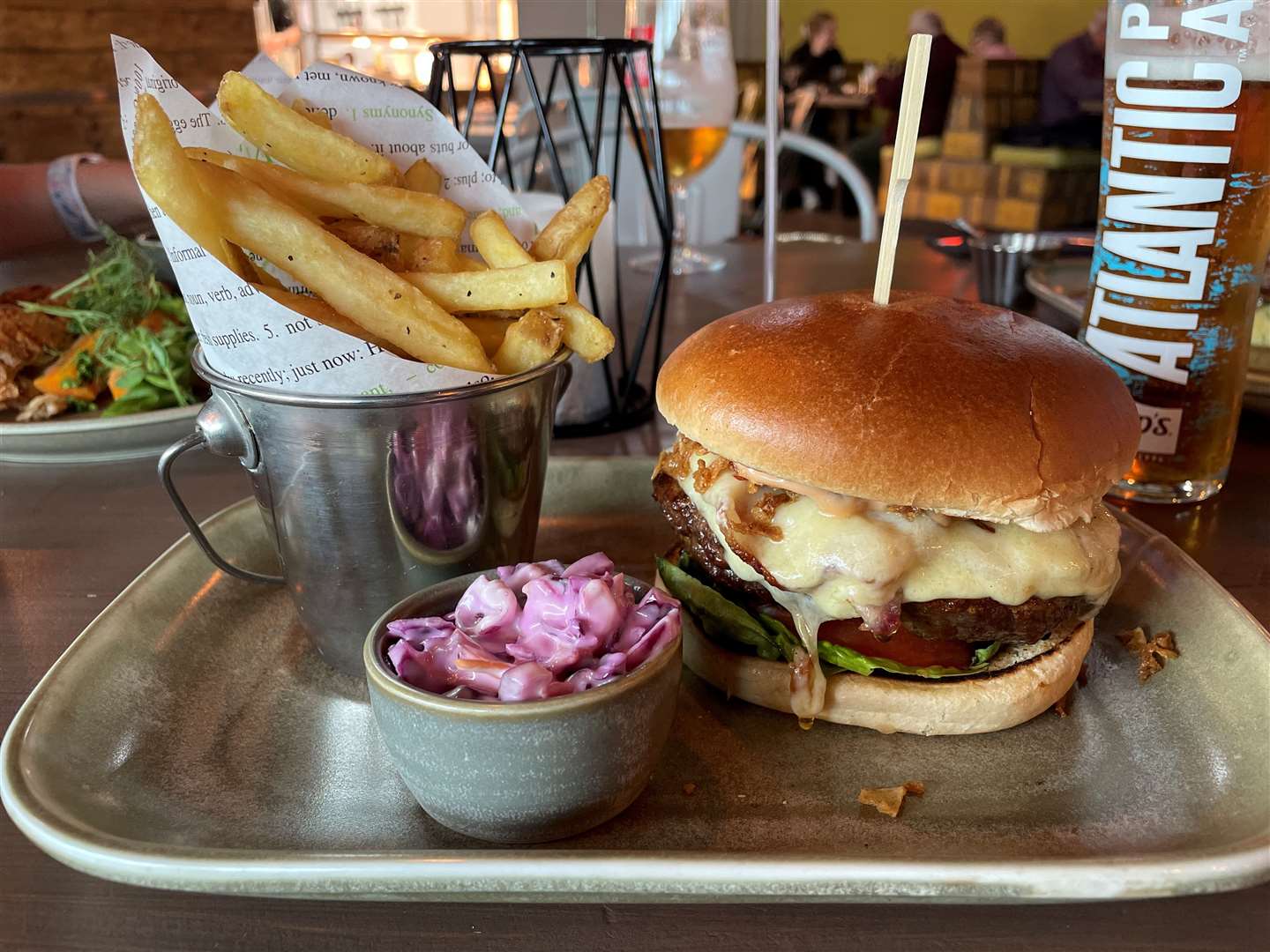 I went for the burger and a pint of Atlantic
