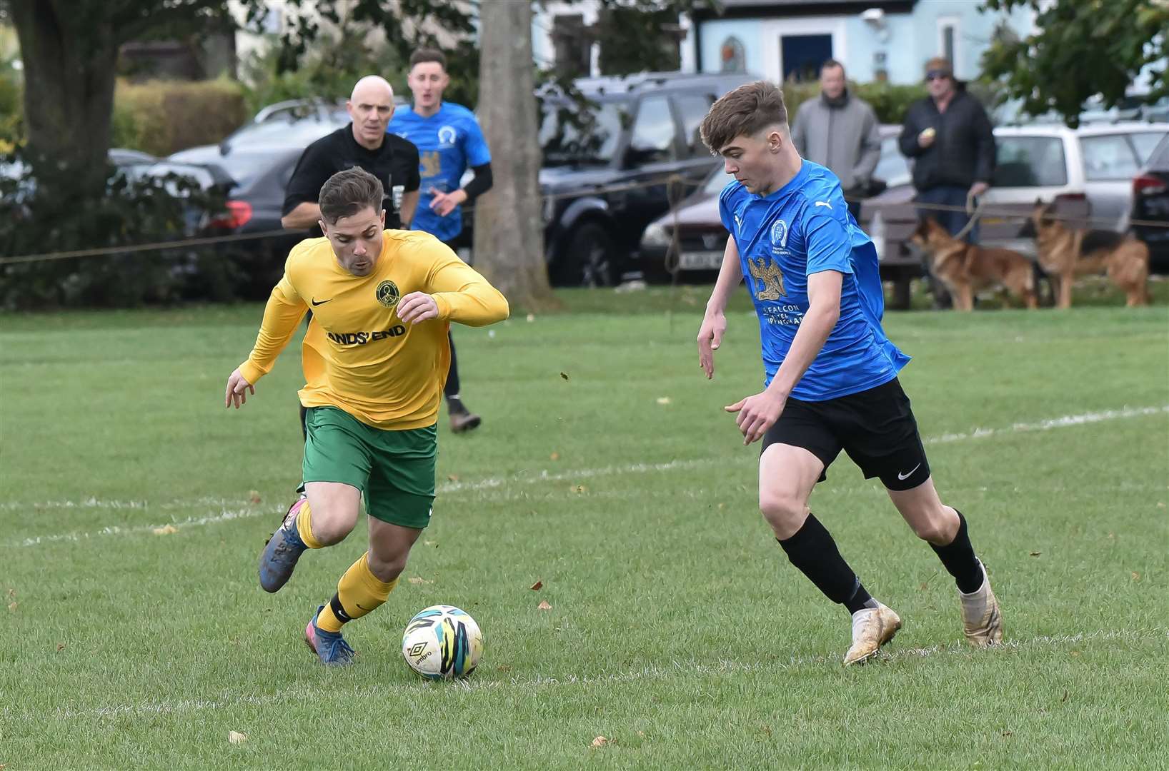 Uppingham (blue) v Oakham, Peterborough League Premier Division. Picture: David Pearson (53017299)