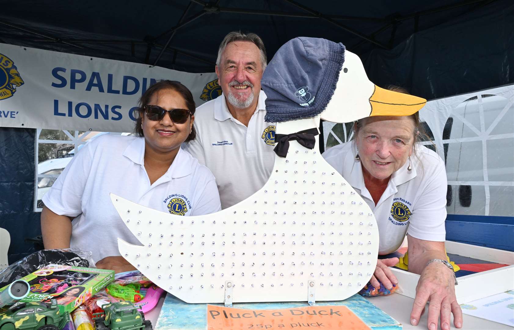 Eileen Turner, Kasmira Bennett and Stuart East from Spalding Lions at Celebrate Surfleet