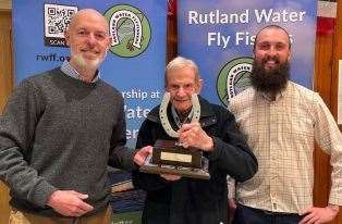 Chris Evans and Jack Perks with Peter Gover, centre, who won the Rutland Horseshoe.