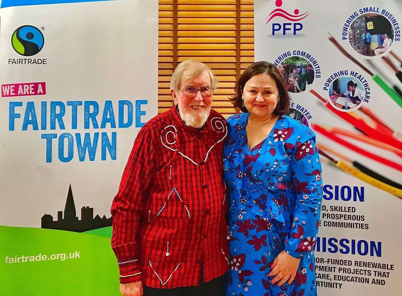 George Hetherington and Nasrin Sharifi mark Fairtrade Fortnight.