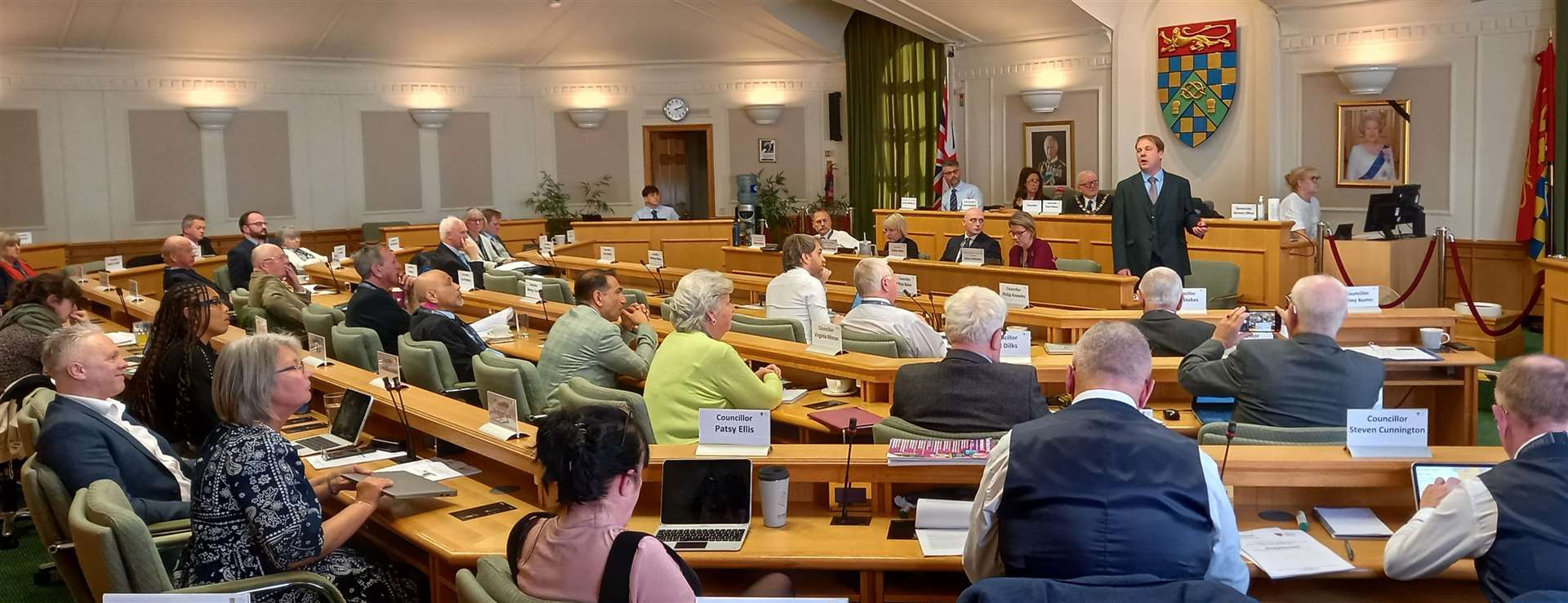 Ashley Baxter addresses South Kesteven District Council in the chamber. Photo: SKDC