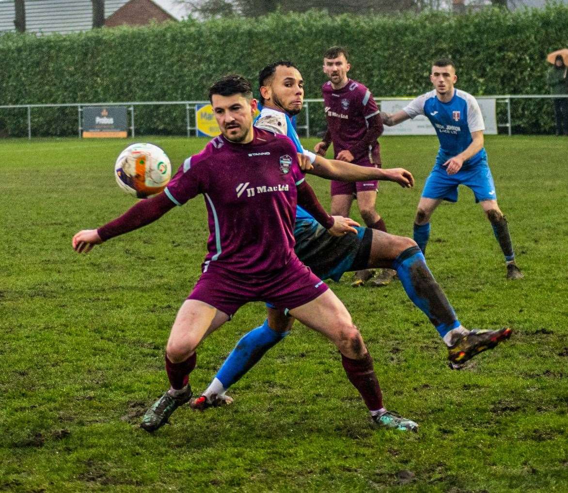 Match action from Bourne's home defeat to Kimberley Miners Welfare. Photo: Millie Deakin