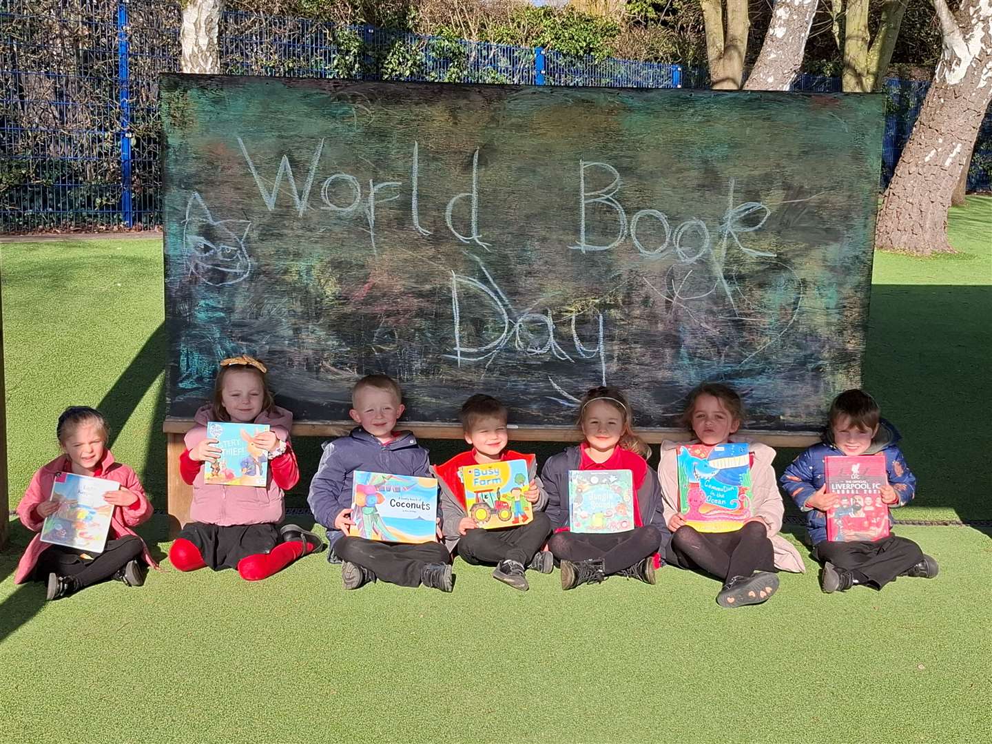 Long Bennington Primary School pupils reading their favourite books.