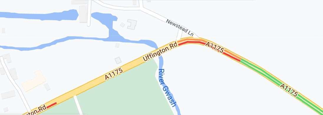 The AA Traffic Map shows slow to heavy traffic along Uffington Road this afternoon.