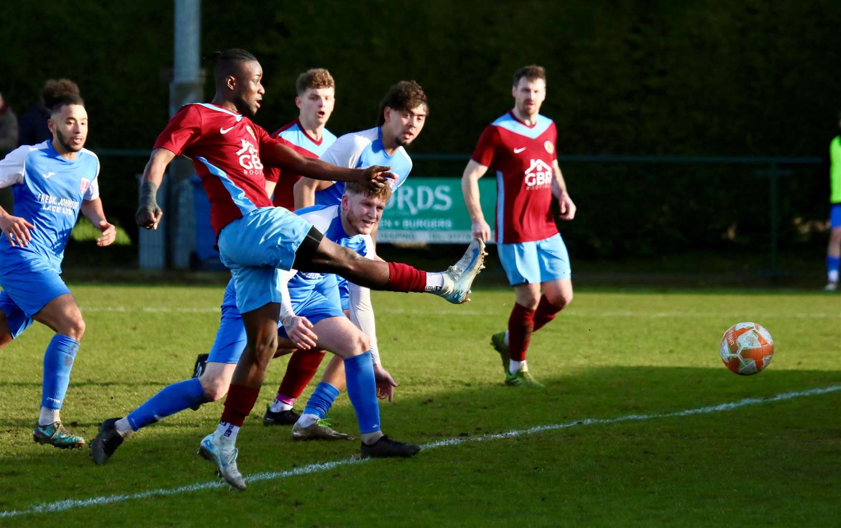 Match action from Deeping Rangers' victory over Kimberley Miners Welfare. Photo: Jason Richardson