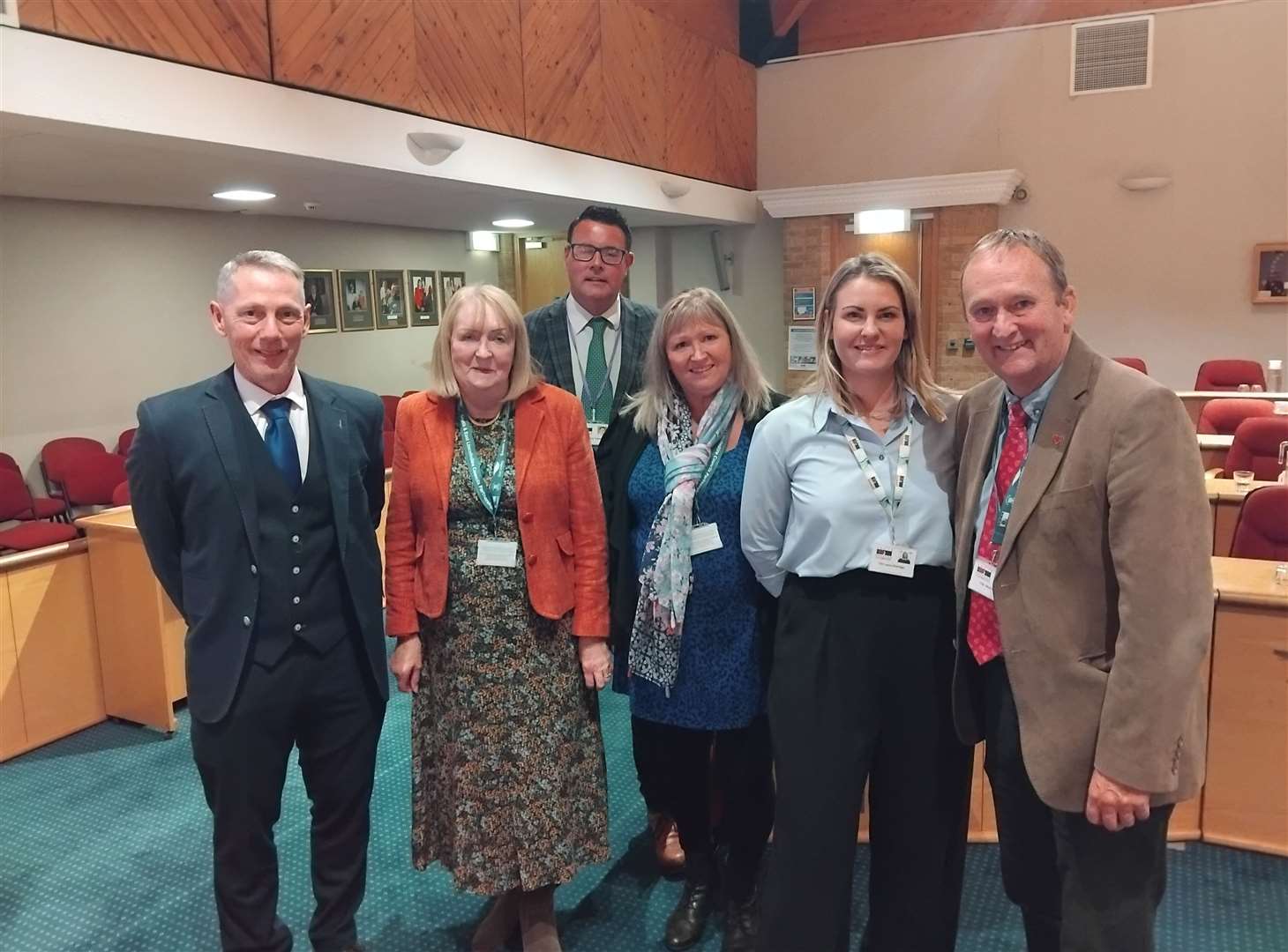 Councillor Andrew Woolf, Liz Sneath, Gary Taylor, Angela Harrison, Laura Eldridge and Nick Worth following the debate PHOTO: VICTORIA FEAR