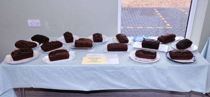 The chocolate cake entries at the WI members Make, Bake and Show event.