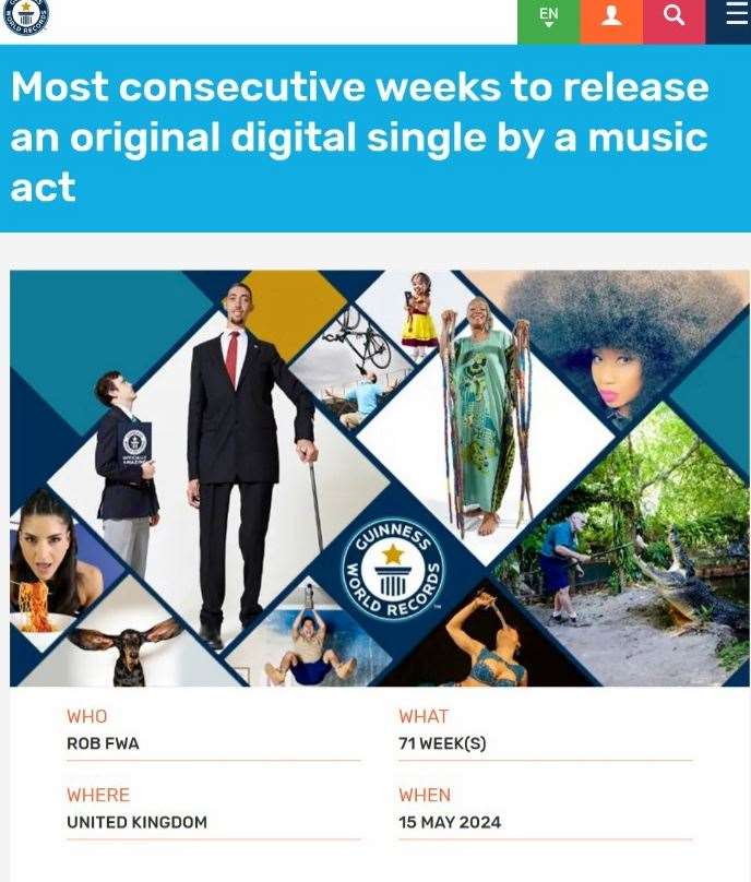 Rob received the email confirming the record on Wednesday