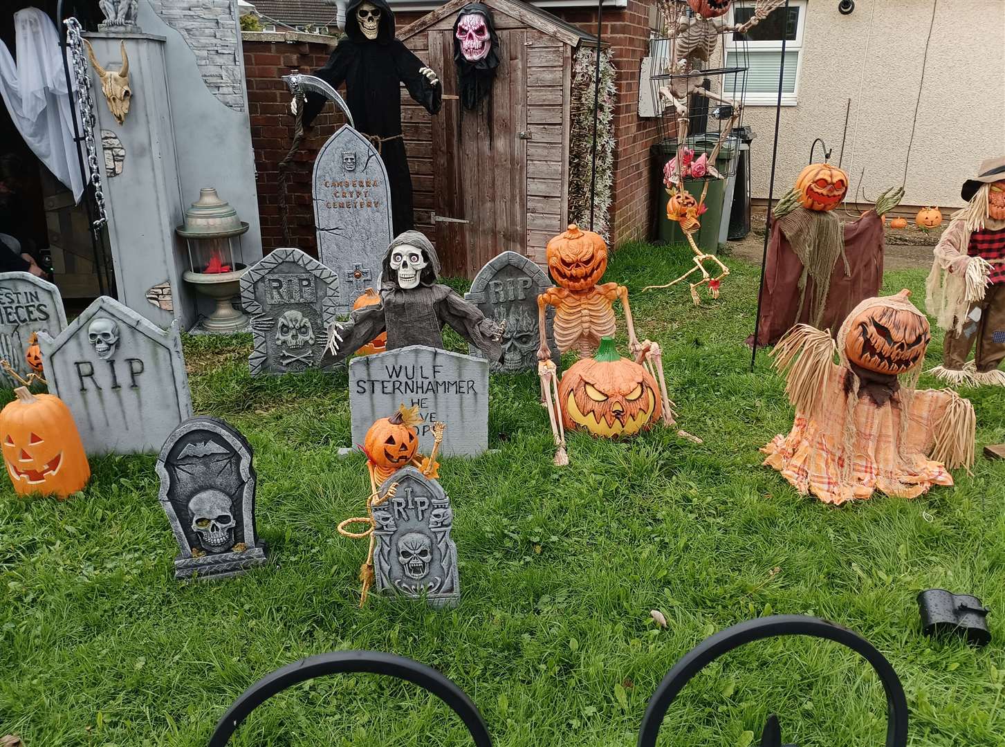A garden in Canberra Close decorated for Halloween.