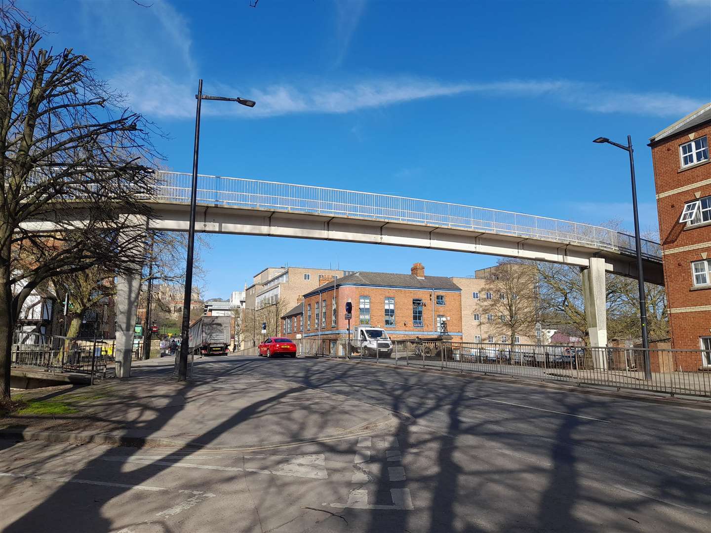 The Melville Street footbridge, which is to be demolished soon part of a redevelopment by Lincolnshire Co-operative. Image: LDRS