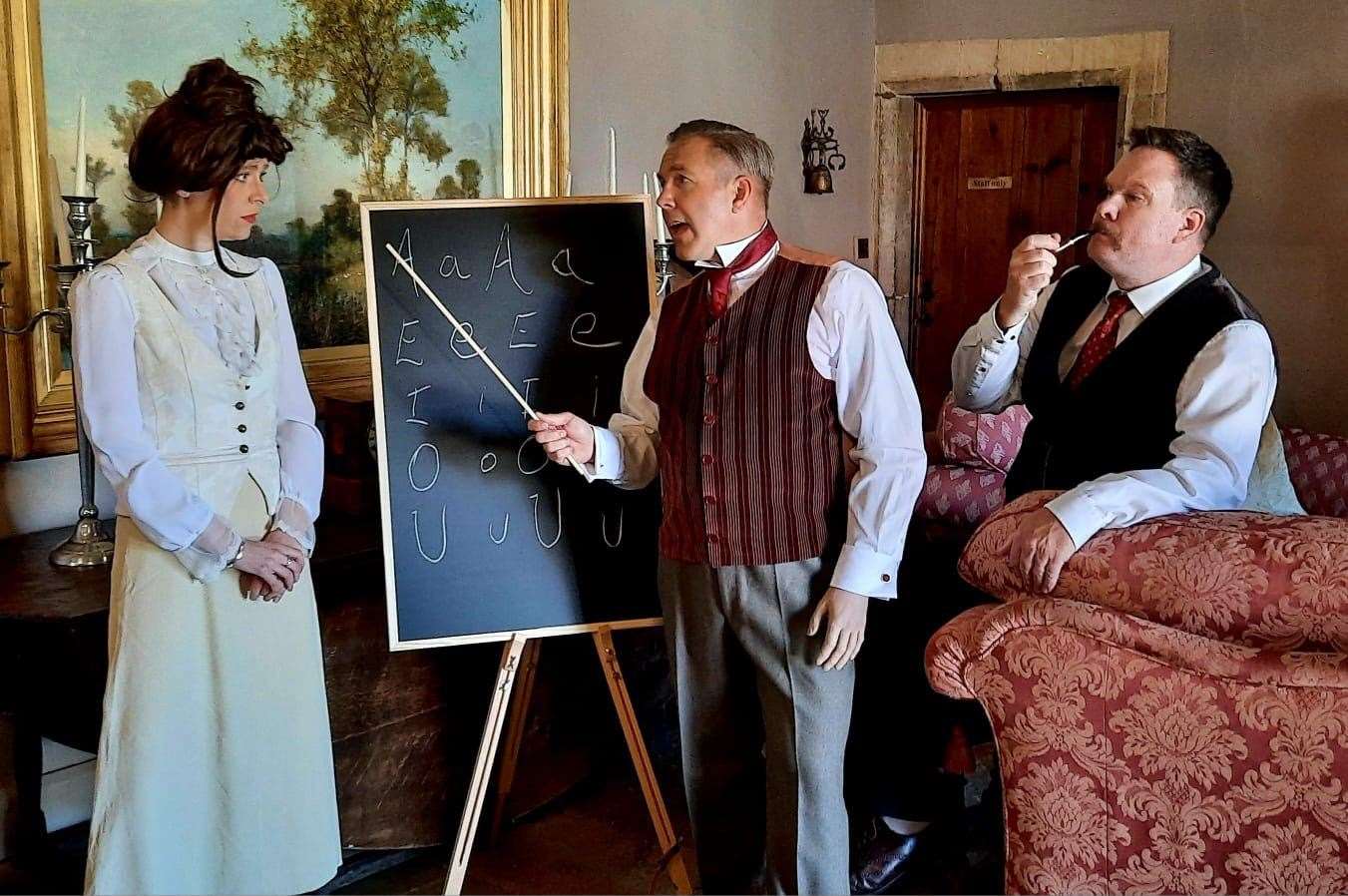 The cast of Pygmalion, from left: Briony Sparrow, Kirk Bowkett, and Paul Keenan.