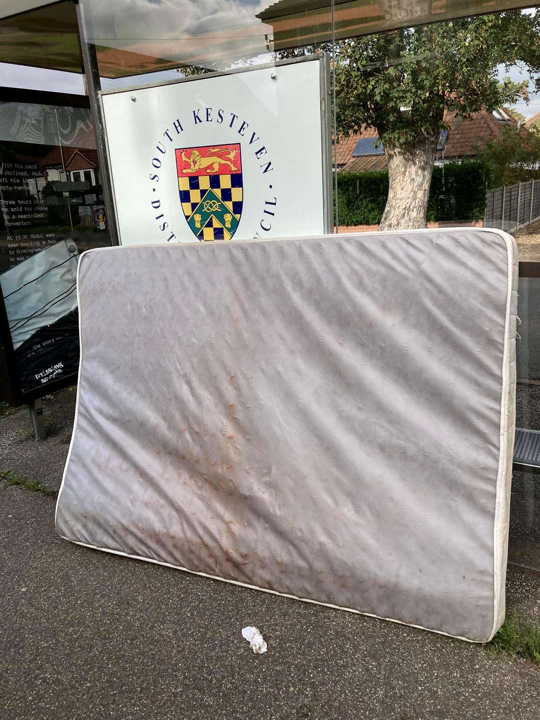 The mattress at Hill Avenue bus stop.
