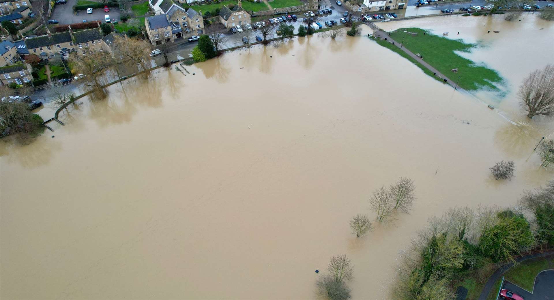 Drone photos of Stamford flooded captured by Tom Richardson earlier this week