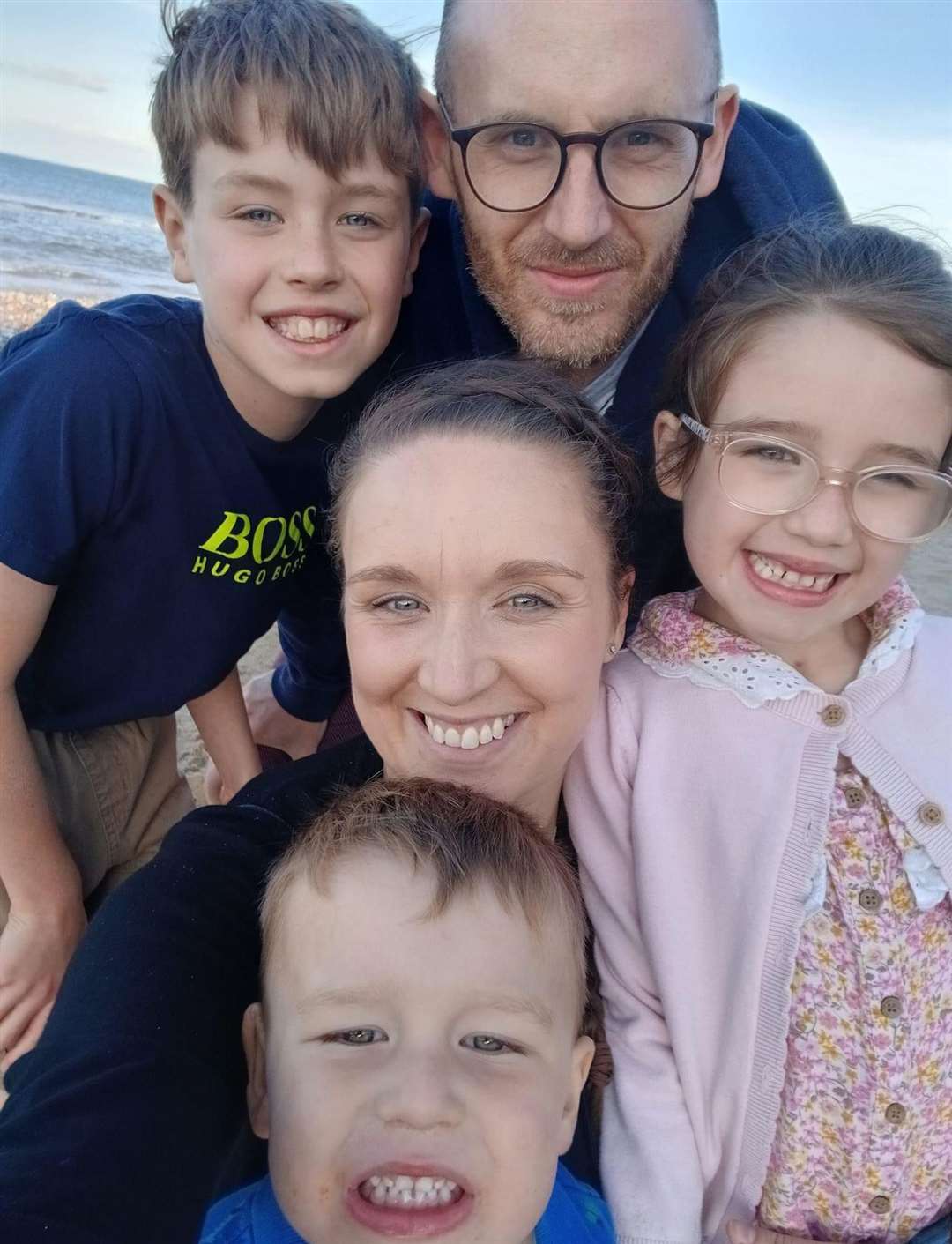 Andrew Hirst with his wife Rachael and children Freddie (top left), Juliana (right) and Maximilian.