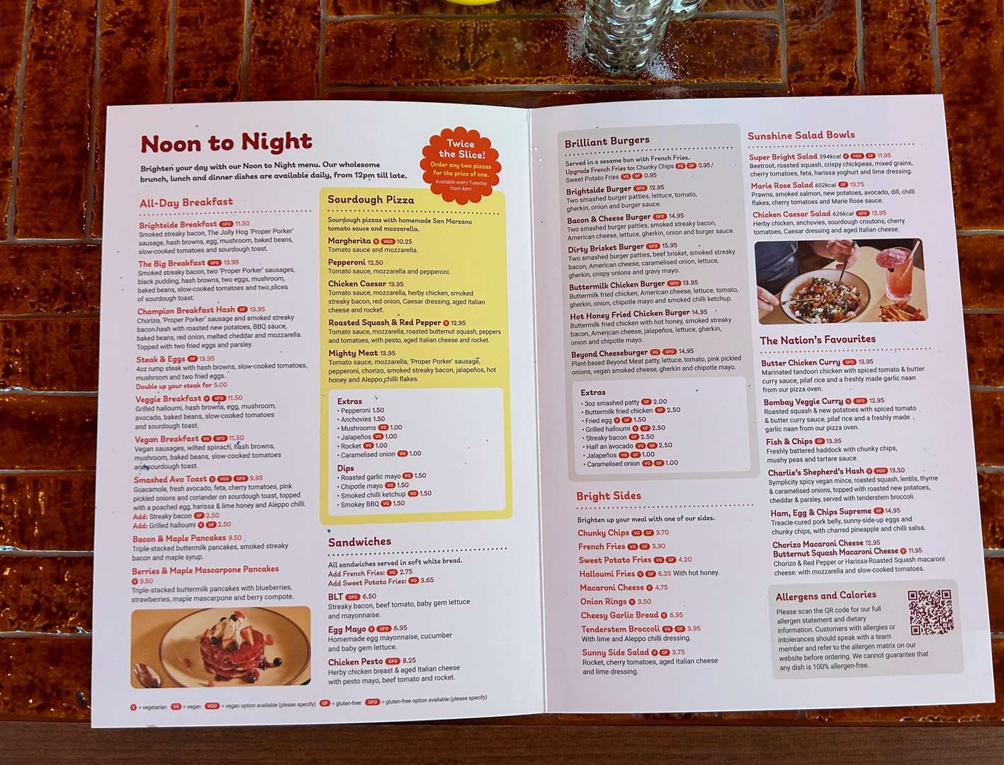 The noon to night menu