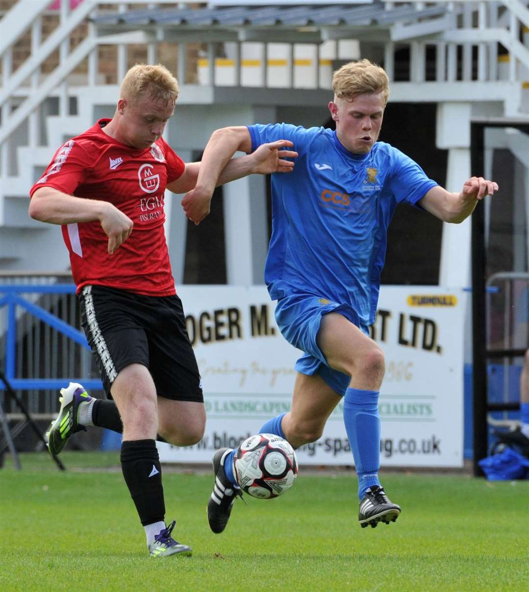 Match action from Pinchbeck's home game with Wivenhoe on Saturday. Photo: Chris Lowndes