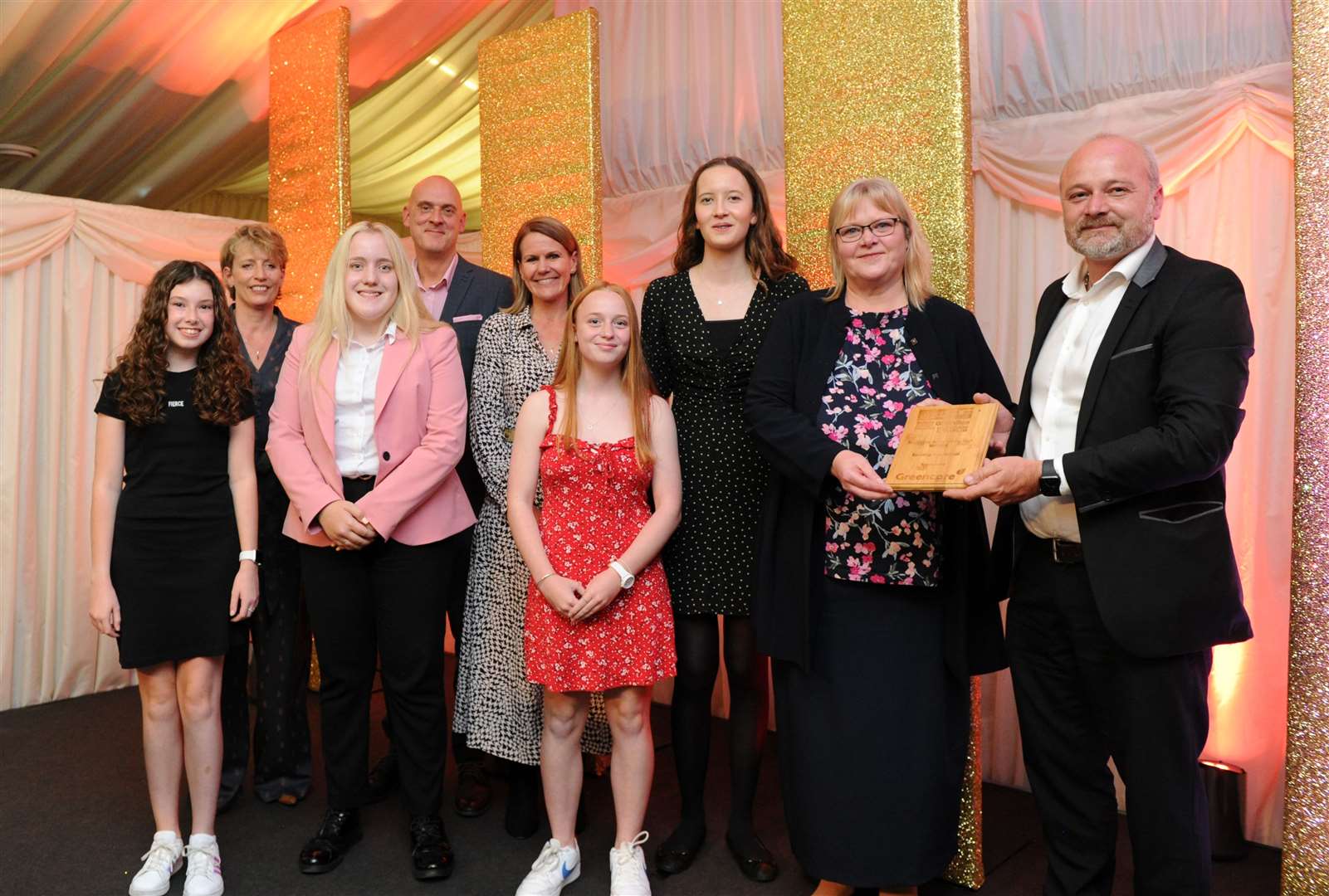 Spalding High School received the Secondary School of the Year title from Simon Titchner, site general manager of sponsors Greencore Salads.
