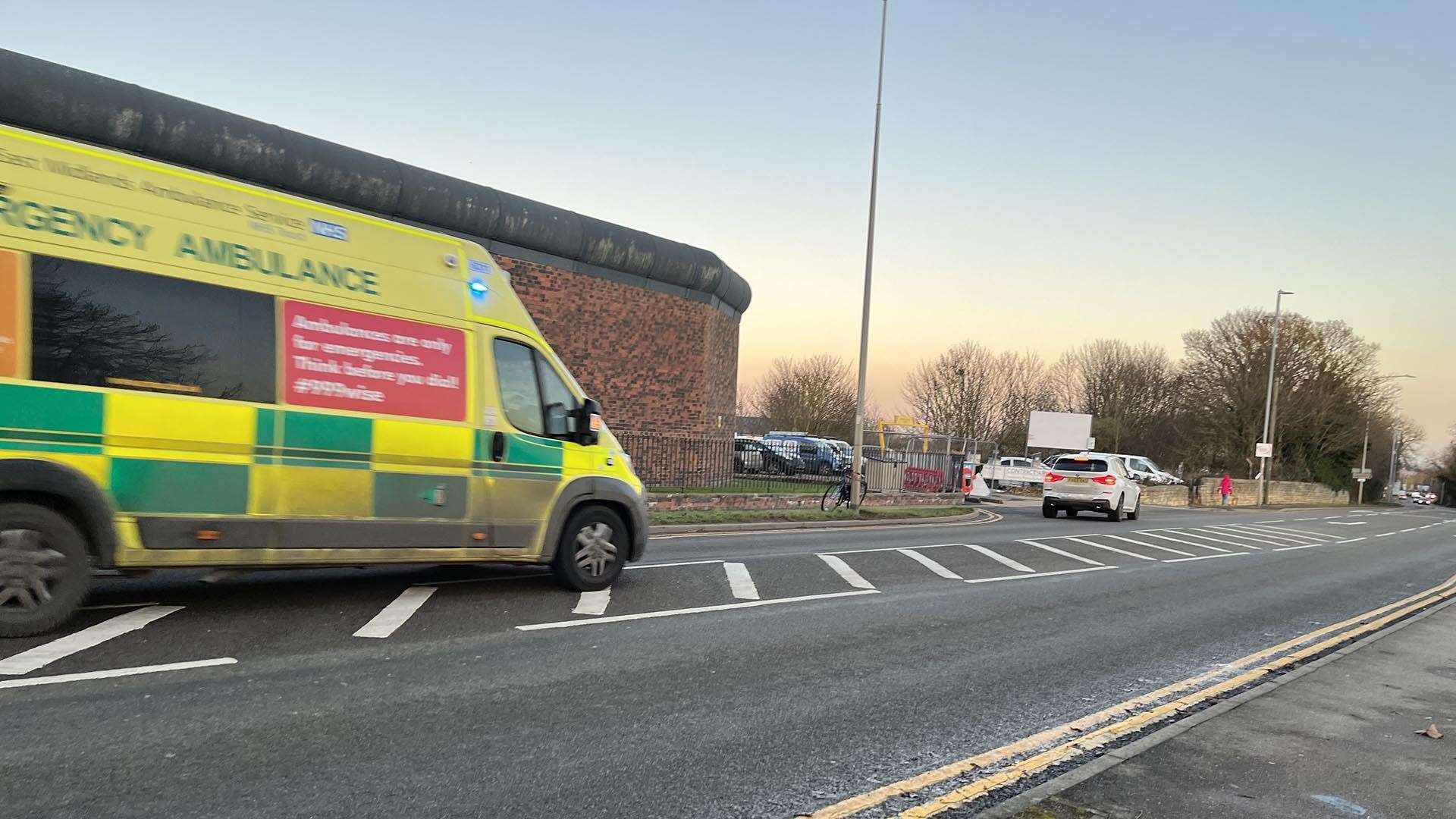 An ambulance approaches Lincoln County Hospital